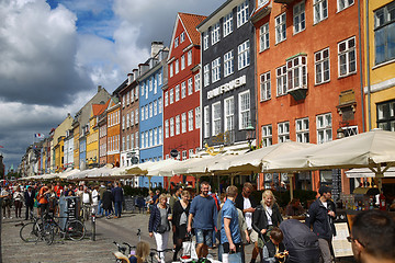 Image showing COPENHAGEN, DENMARK - AUGUST 14, 2016: Boats in the docks Nyhavn