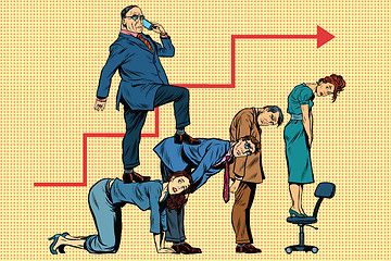 Image showing Boss business career on the backs of workers