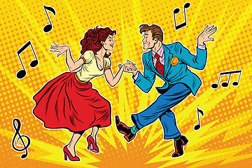 Image showing couple man and woman dancing, vintage dance