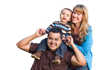 Image showing Happy Mixed Race Ethnic Family On White