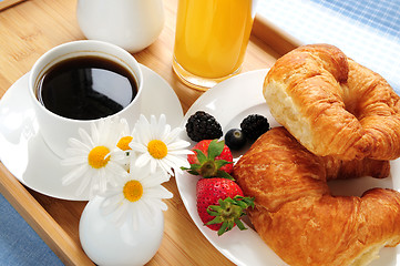 Image showing Breakfast served on a tray