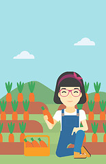 Image showing Farmer collecting carrots vector illustration.