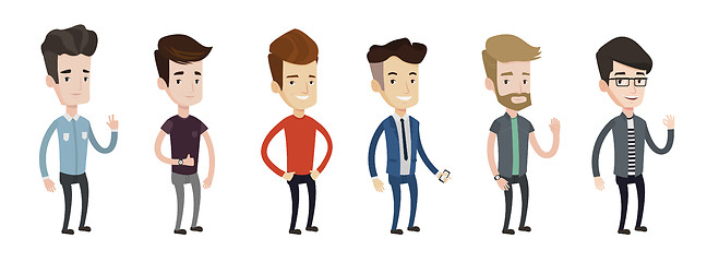 Image showing Vector set of young man illustrations.