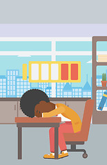 Image showing Woman sleeping at workplace vector illustration.
