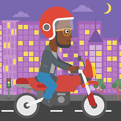 Image showing Man riding motorcycle vector illustration.