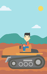 Image showing Farmer driving tractor vector illustration.