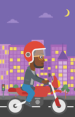 Image showing Man riding motorcycle vector illustration.