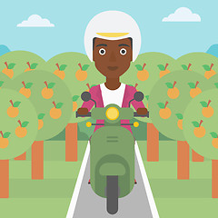 Image showing Woman riding scooter vector illustration.