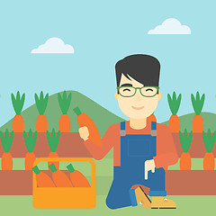 Image showing Farmer collecting carrots vector illustration.