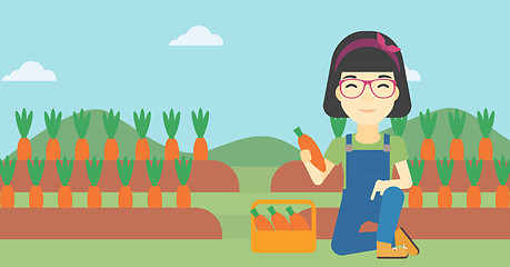 Image showing Farmer collecting carrots vector illustration.