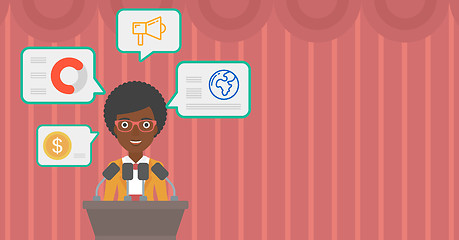 Image showing Female speaker on the podium vector illustration.