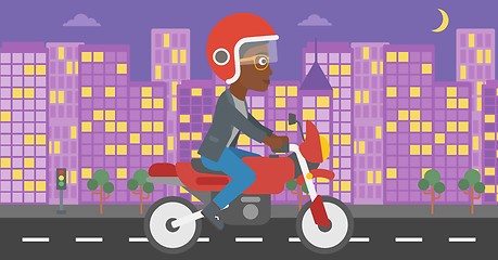 Image showing Woman riding motorcycle vector illustration.