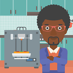 Image showing Man with three D printer vector illustration.