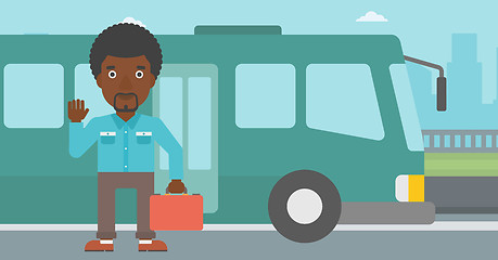 Image showing Man travelling by bus vector illustration.