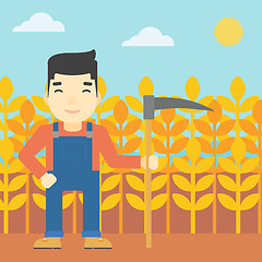 Image showing Farmer with scythe vector illustration.