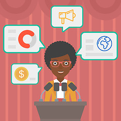 Image showing Female speaker on the podium vector illustration.