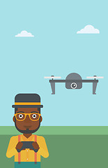 Image showing Man flying drone vector illustration.