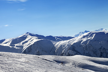 Image showing Ski slope in sunny morning