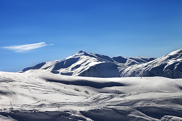 Image showing Off-piste ski slope in sunny evening