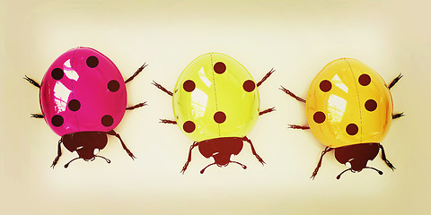 Image showing Ladybirds. 3D illustration. Vintage style.