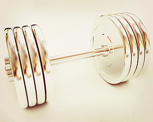 Image showing Metal dumbbell . 3D illustration. Vintage style.