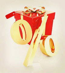 Image showing Percentage and gifts. 3D illustration. Vintage style.