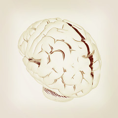 Image showing Metall human brain. 3D illustration. Vintage style.