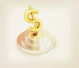 Image showing icon dollar sign on podium. 3D illustration. Vintage style.