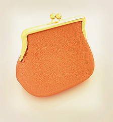 Image showing Leather purse. 3D illustration. Vintage style.