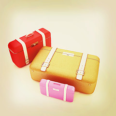 Image showing Traveler\'s suitcases. 3D illustration. Vintage style.