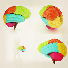 Image showing Colorfull human brain. 3D illustration. Vintage style.