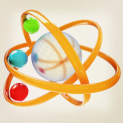 Image showing 3d atom. 3D illustration. Vintage style.