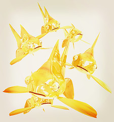 Image showing Gold fishes. 3D illustration. Vintage style.