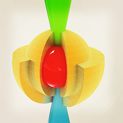 Image showing 3d atom. Abstract model. 3D illustration. Vintage style.