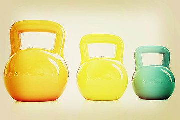 Image showing Colorful weights . 3D illustration. Vintage style.