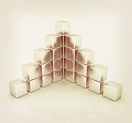Image showing cubic diagram structure . 3D illustration. Vintage style.