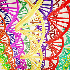 Image showing DNA structure model background. 3D illustration. Vintage style.