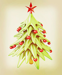 Image showing Christmas tree. 3D illustration. Vintage style.