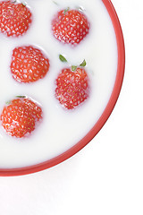 Image showing strawberry and milk