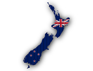 Image showing Map and flag of New Zealand on corrugated iron
