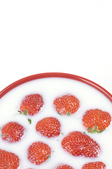 Image showing strawberry and milk