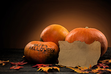 Image showing Happy Halloween pumpkins