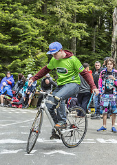 Image showing Acrobat Amateur Cyclist - Tour de Freance 2014