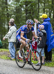 Image showing The Cyclist Matthieu Ladagnous Climbing Col du Platzerwasel - To