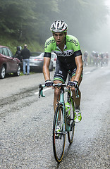 Image showing The Cyclist Maarten Wynants Climbing Col du Platzerwasel - Tour 