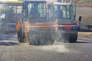 Image showing Roller compactor working 