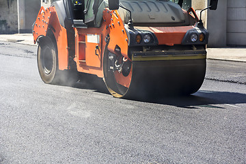 Image showing Roller compactor working 