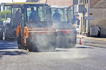 Image showing Roller compactor working 