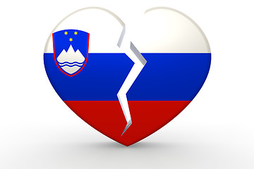 Image showing Broken white heart shape with Slovenia flag