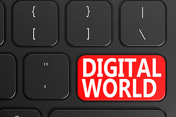 Image showing Digital World on black keyboard